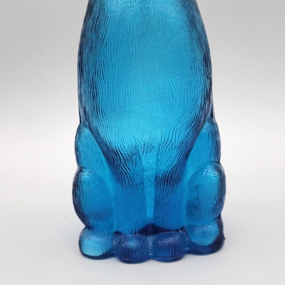 Vintage Italian Empoli Blue Glass Cat Decanter Bottle Figural 9 Inch Tall 1960s - Picture 7 of 13